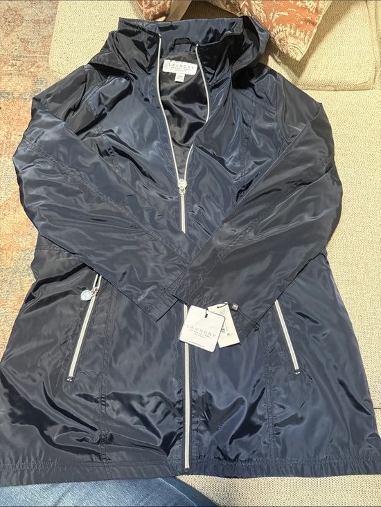 Laundry By Shelli Segal Jackets & Blazers - Laundry By Shelli Segal Navy Lightweight Hooded Utility Jacket